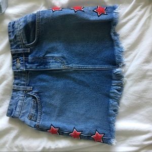 LF The Brand Jean Skirt with Embroidered Stars